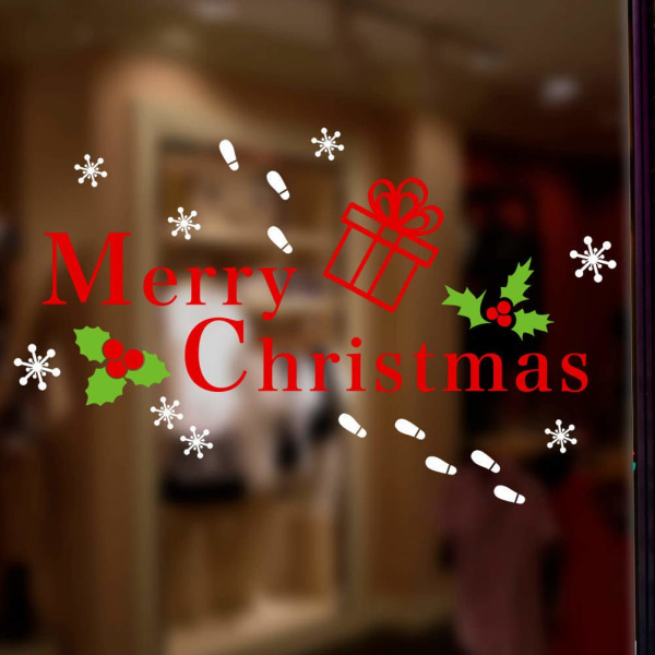 3 stk. Merry Christmas vindusdekaler, fallende snøflak-gaver Chr