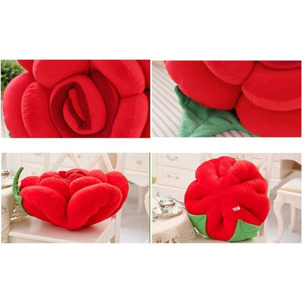 (60 cm, punainen) Ruusutyyny Söpö koriste kukka pehmotyyny Luova sarjakuva tyyny sohva tyynysänky