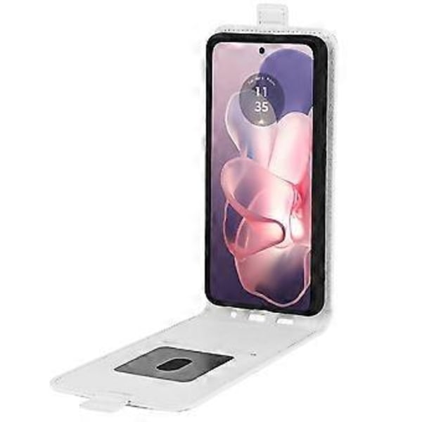 R64 Lodret Flip Læderetui Til Motorola Moto G Power 5G 2024 (Hvid)