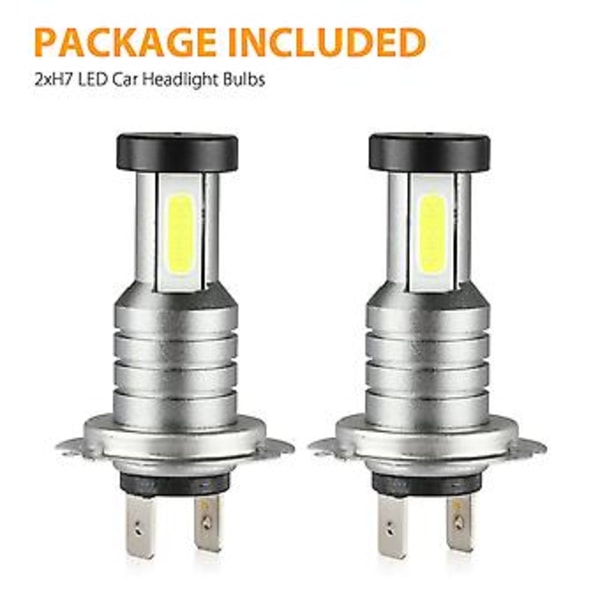 2x H7 LED Forlygtepære Kit Fjern- og Nærlys 100W 30000LM Super Lys 6500K Hvid( )