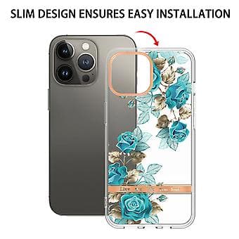 Blomster og planter-serie TPU-etui for iPhone 15 Pro (Blå)