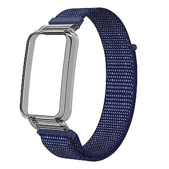 PC-fodral + Nylon Loop-rem för Xiaomi Mi Band 7 Pro (Indigo Blå)