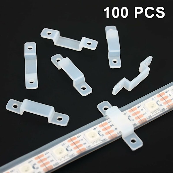 100 stk. festeklips for LED-stripe, festeanordning for lysstripe