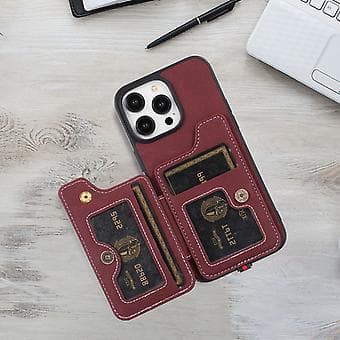 ABE Litchi Texture Kortpung PU-etui til iPhone 15 (Lilla)