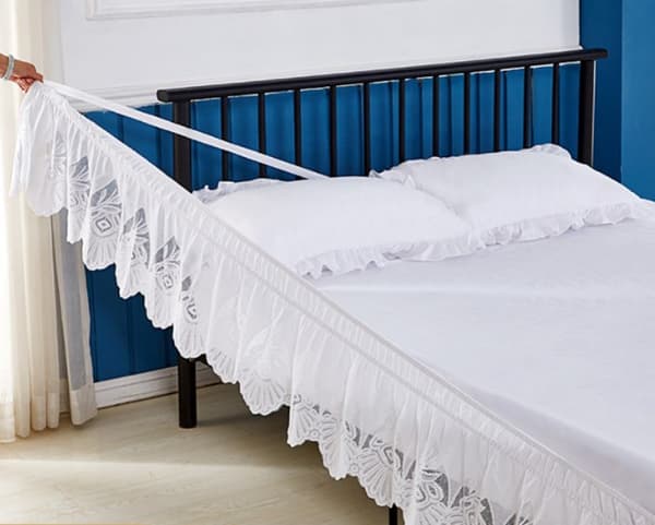 (Queen 150*200+38 cm) Amerikansk elastisk sengekant, prinsesse stil sengeteppe, ensfarget sengeelastisk