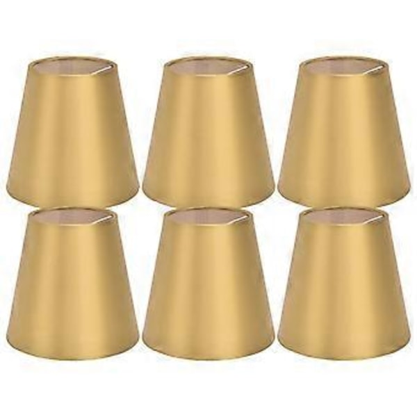 6 STK. E14 Lampeskærm Stof Lampeskærm Bordlampe Loftlampe Skærm til Soveværelse Stue Guld PX153