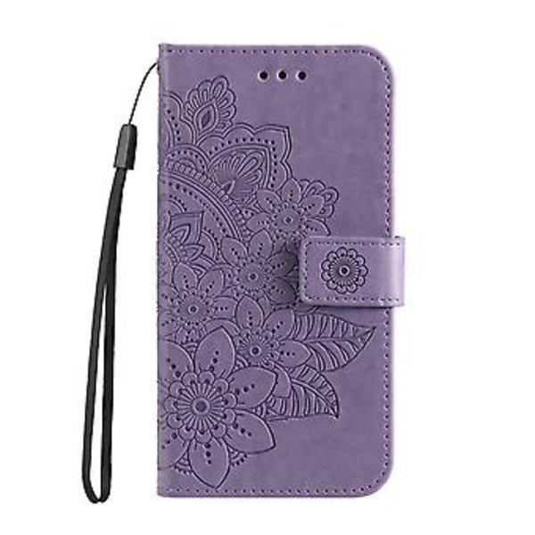 Blomster PU-etui for Honor X8 5G / X6 (Lys lilla)