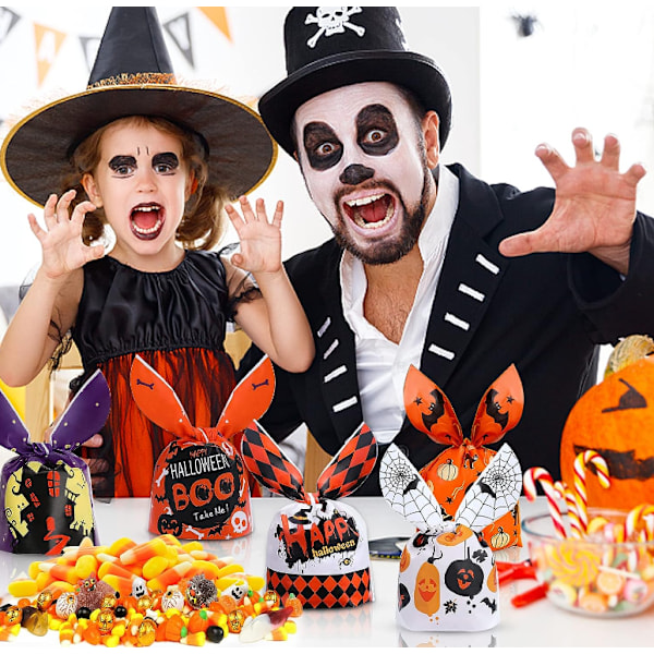Pastell gresskar + 14*23 Halloween godteripose, 100 stk i plastboks