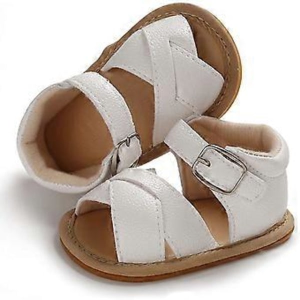 Baby Flickor Glittriga Rosettsandaler Premium Mjuk Halkfri Gummisula, 0-6 månader 11cm