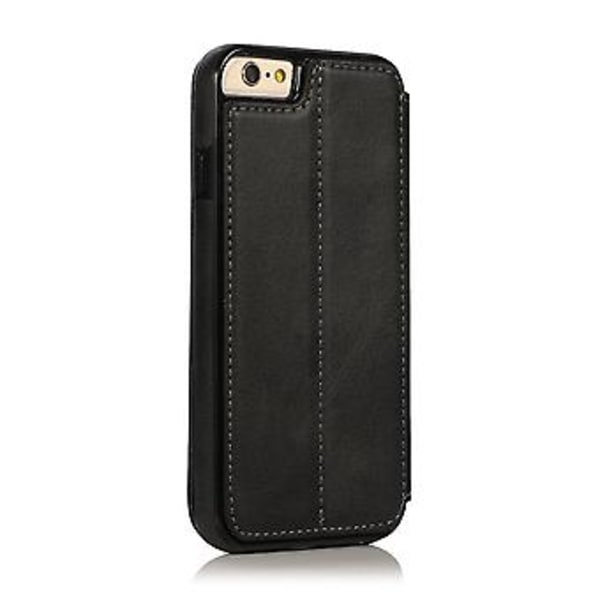 PU-läderfodral för iPhone 6p/6sp, Affärsstil, Plånboksfunktion, Fallskydd, Stativfunktion, Hållbar (Svart)