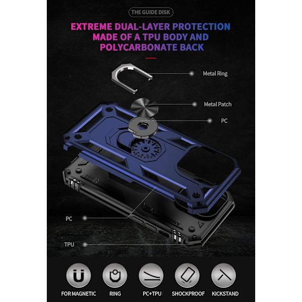iPhone 14 Pro Max Etui, Ekstrem Beskyttelse Militær Rustning Dobbelt
