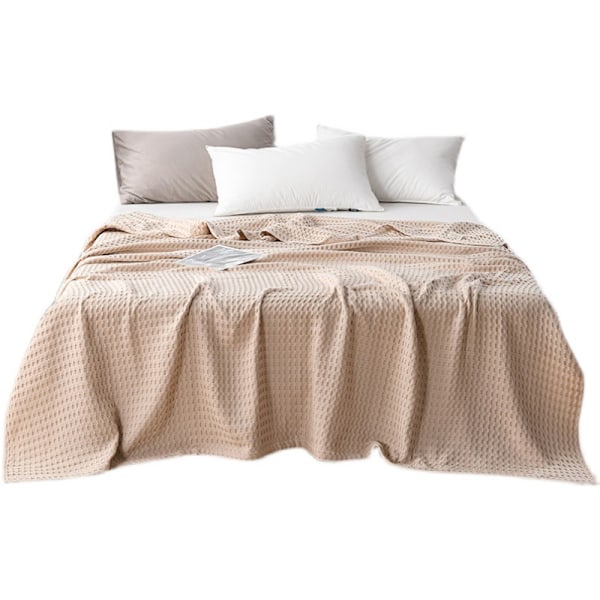 Voksen Waffle Bomulds Tæppe, 150*200cm, Khaki