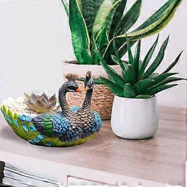 Mini Resin Blomkruka Suckulent Växtkruka Påfågelform Kreativ Blomkruka