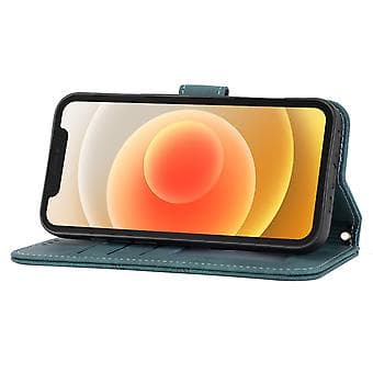 Præget Læderetui Til iPhone 15 Pro Max (Mørkegrøn)