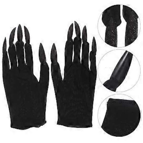 2 Par Halloween Fingernegler Hansker Skummel Spøkelsesneglehansker for Fest