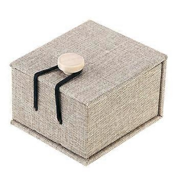 Smyckeskrin i trä, presentförpackning, rustik ringbärarlåda med träspänne (Beige)