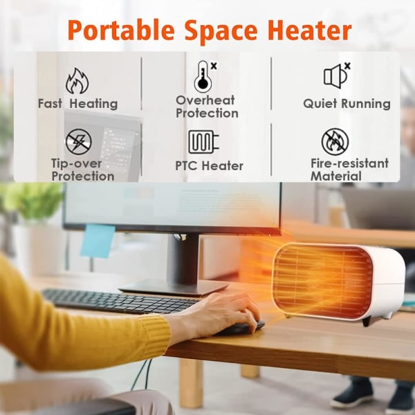 Vit Energieffektiv värmefläkt Space Heater, Mini Electric Hea