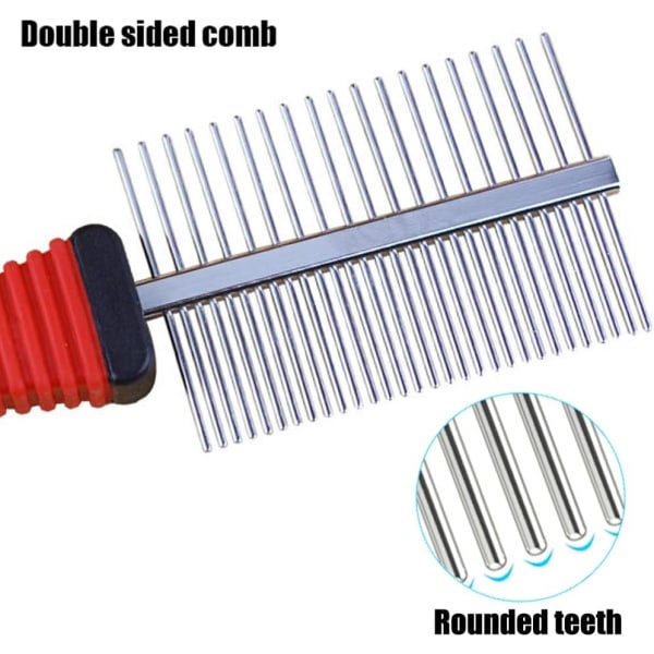 Hunde- og kattekam med avrundede metalltenner