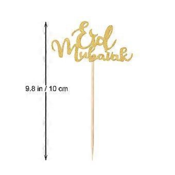20 stk. Eid Mubarak Kaketopp Unike Cupcake Ornament Plukk Kakepynt Dessertpynt til Fest
