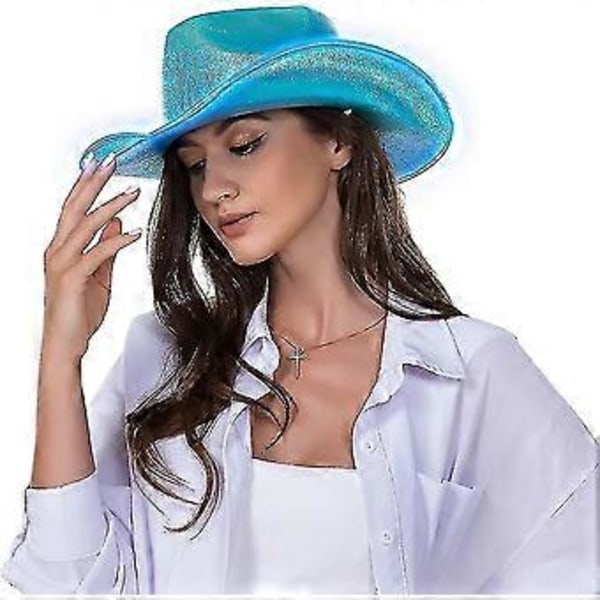 Lysende Space Cowboy Cowgirl Hat (Blå)