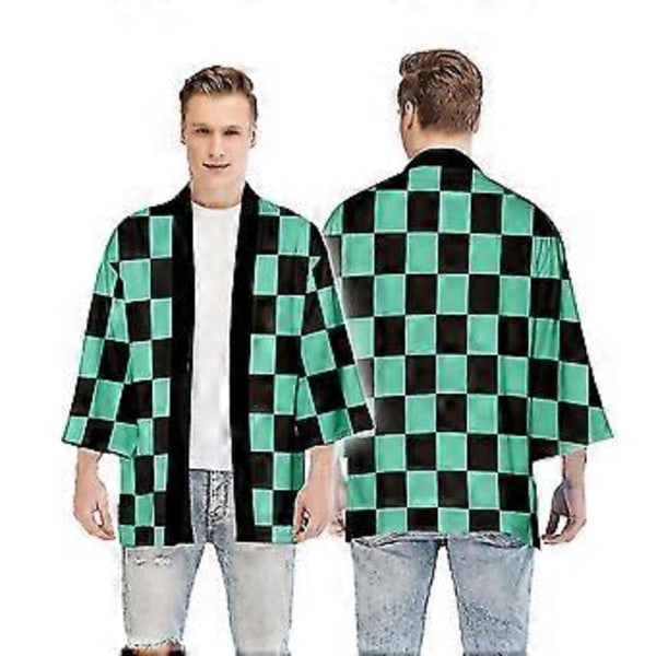 Lasten Anime Demon Slayer Cosplay Aikuinen Tanjirou Nezuko Yläosa Kimono Cape V (2XL Kamado Tanjirou)