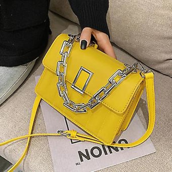 Damer PU-läder Handväska med Topphandtag Liten Kedjesträcka Axelväska Messenger Handväska Satchel (Svart)