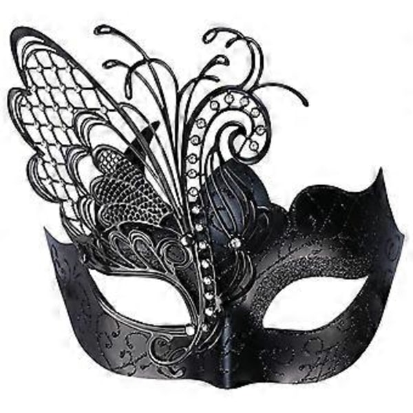 Venice Butterfly Maskeradmask Dam/halloween/karneval/fest/bal/bröllop (Svart)