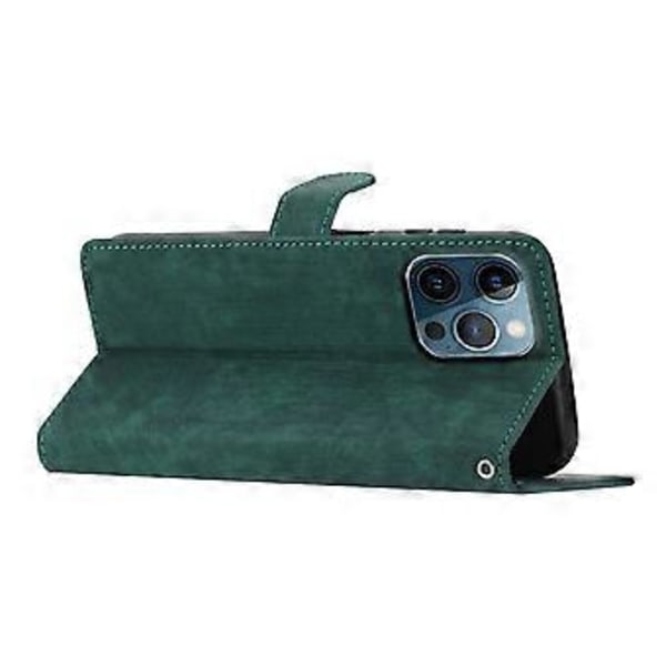Mobiltelefonveske med lommebok, stativ og hudvennlig overflate for iPhone 15 Pro Max (PU-lær, stil E)