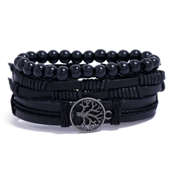 Äkta Läder Livets Träd Armband Män Kvinnor, Tigeröga Natur*