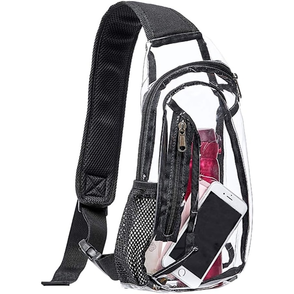 Klar Sling Bag, Mini PVC Crossbody Skulderrygsæk, Transparent