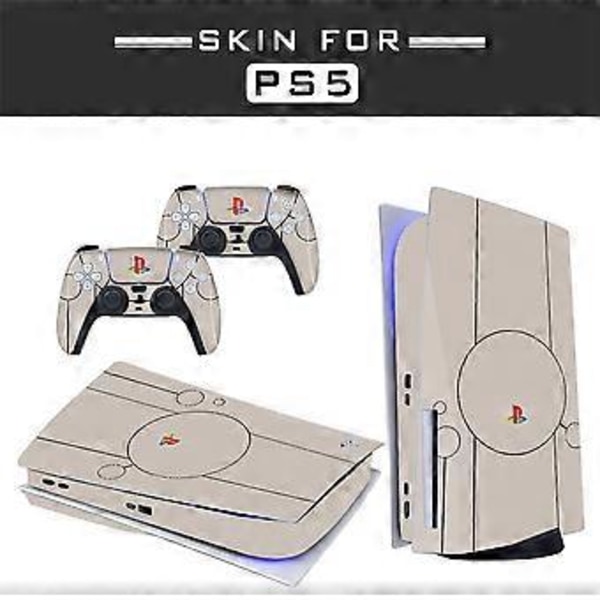 Klistremerke for hud - Kompatibel med PS5 - Deksel for å tilpasse konsollen - Avtakbar vinylfilm - Matt satin HD-kvalitet (Disk, PS Retro Generasjon 1)