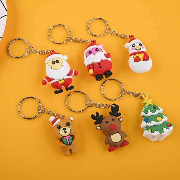 24pcs PVC Christmas Keychains Reindeer Shape Snowman Christmas Tr