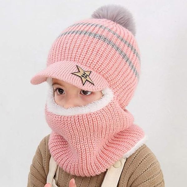 Baby Beanie Scarf Set Vinter Varma Beanie Mössa Stickad Halsvärmare