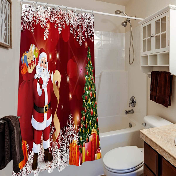Julgardiner för badrum, julgran snöflingor