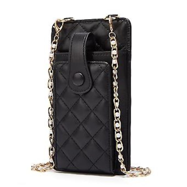 Liten Crossbody Mobiltelefon Lommebok Myk Slitesterk for Reiser Gåing Camping (Svart)