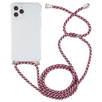 TPU-etui med snor til iPhone 15 Plus (Rød Grå Gul)