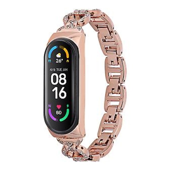 8-formet Diamant-legering Armbånd For Xiaomi Mi Band 6 / 5 (Rosegull)