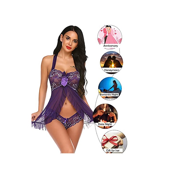 Lingerie for Women Halter Chemise Open Front Lingerie Sexy Nightw