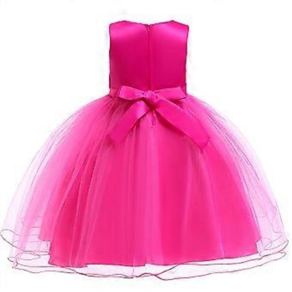 2023 Nyfödda flickors Pageant Spetsbroderade Klänningar Toddler Party Bowknot Tutu Klänning (100 Ljusblå)