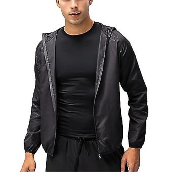 Mænd Letvægts Casual Jakke Combat Udendørs Vandreture Hættetrøje Frakke Overtøj Tops-r (3XL Sort)