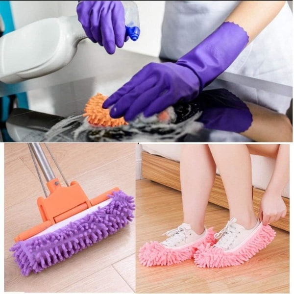 5 paria puhdistusslippereitä, monitoimisia pölymoppeja, mikrokuitu