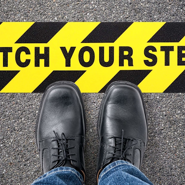 2 stk "Watch Your Step" Gulvmerker Dekaler 6 x 24 Tommer Advarsel S