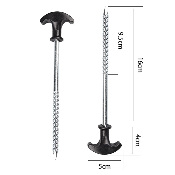 5x Stålteltpinde - Slidstærke pløkker med gevind til camping og