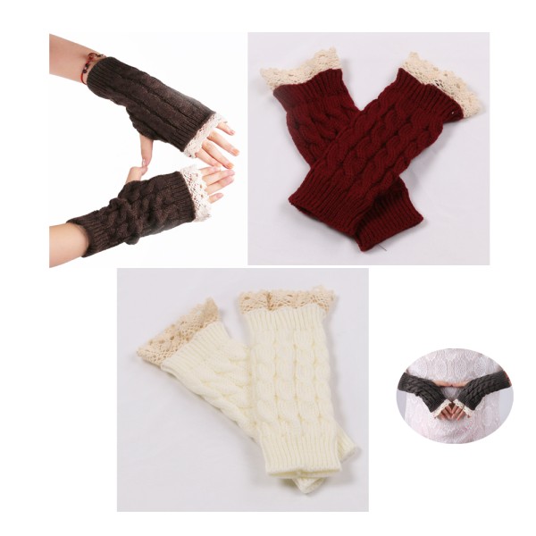 3 pairs Extended lace wrist guard, ladies winter warm half-f