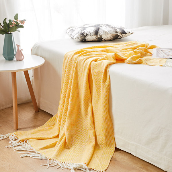 Dekorativ Herringbone Faux Cashmere Kantkastfilt Lätt