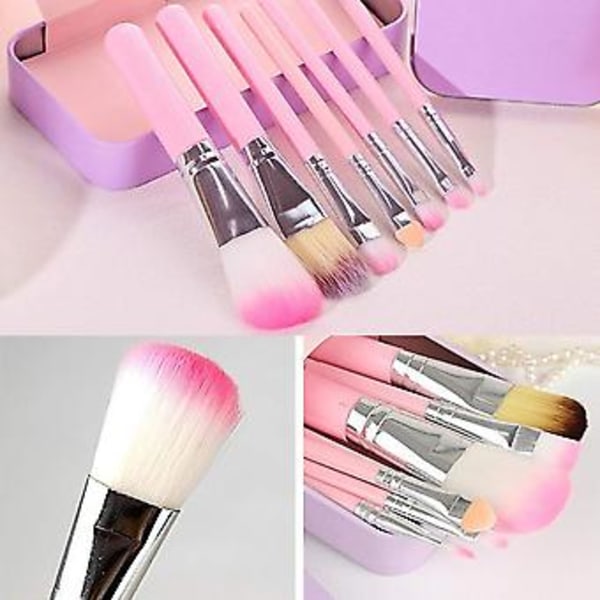 Børnemakeupbørster, 7 stk. Makeupbørste Sæt Foundation Øjenbryn Eyeliner Børste Kosmetisk Concealer Børster Til Børn Piger, Kvinder Rejse