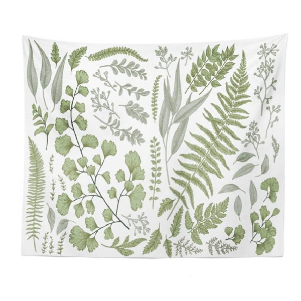 Botanisk Polyester Tekstilvev - Blomster med Grønn og Hvit Vår