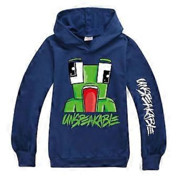 Unspeakable Tryckt Långärmad Hoodie Casual Tröja med Huva Pullover Toppar För Barn Pojkar Flickor -NMAOV(13-14 År Marinblå)