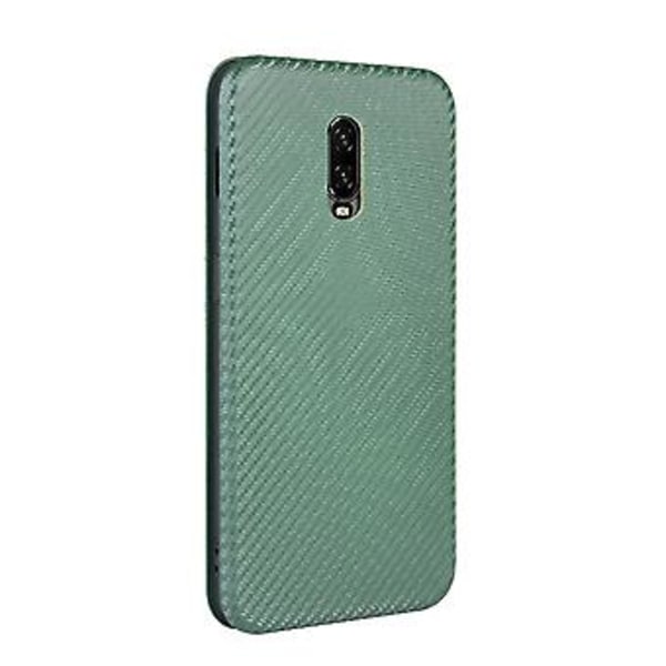 OnePlus 6T:lle hiilikuituinen nahkakotelo (vihreä)
