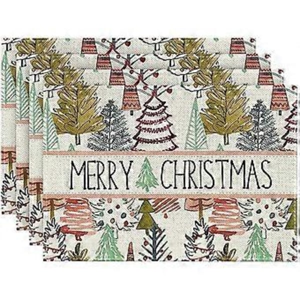 Fyrretræ Boho Glædelig Jul Bordløbere Sæt af 4, 30.48 x 45.72 cm Sæsonbestemt Vinter Bordløber til Fest Køkken Spisestue Dekoration
